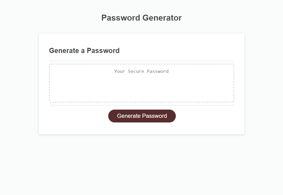 
                            Screenshot of password generator website project